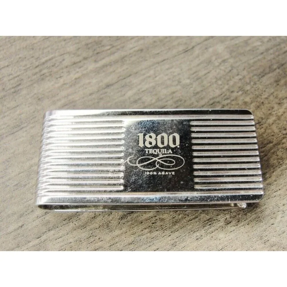 Silver Tone Tequila Money Clip Stainless Wallet Credit Card Cash ID Holder